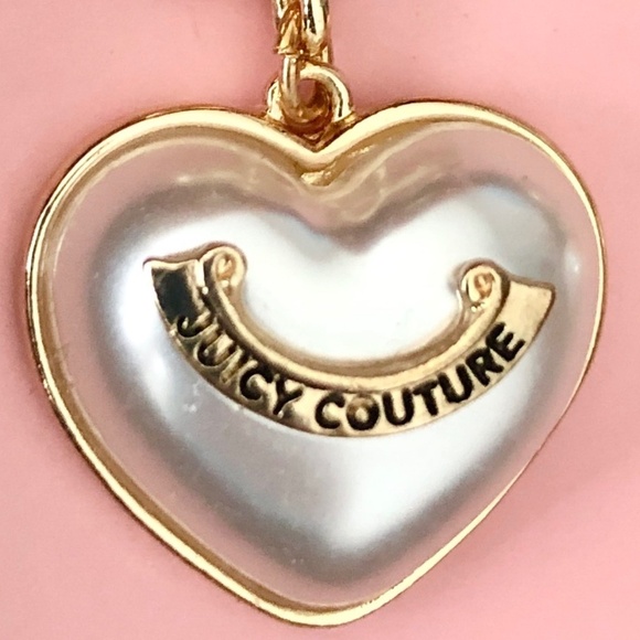 Juicy Couture Gold Tone Faux Pearl Heart Fashion Drop Earrings, New In Box - Picture 8 of 13